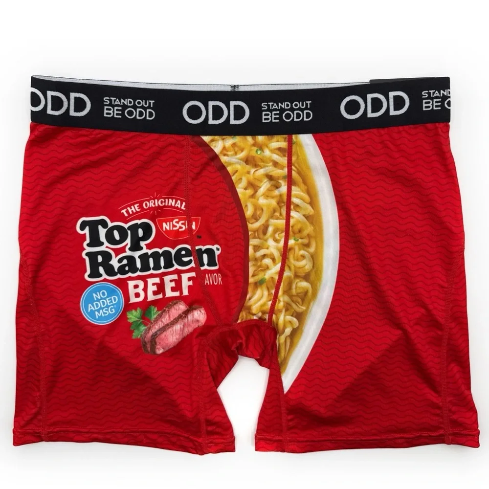 Odd Sox Top Ramen Noodle Boxer Briefs Mens Large Underwear Beef Red Black Gift